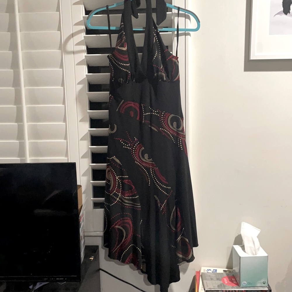 Halter midi dress with handkerchief hemline